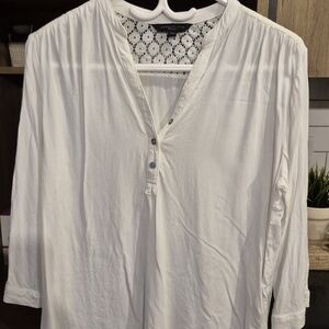 Kenneth Cole White Blouse with Lace Detail